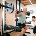Christoph Prandstätter trainiert mit einem Patienten im hauseigenen Fitnessraum.